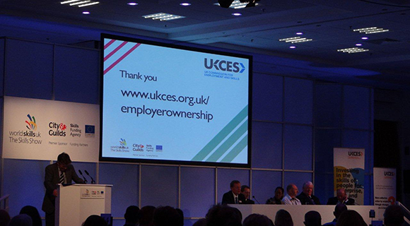 Photo showing the UKCES closing presentation at the Skills Show